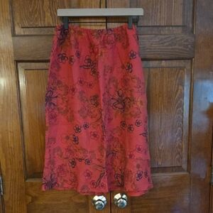 Habitat Red A-Line Midi Skirt Casual Resort Wear
